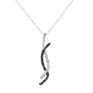 🖤💎Sterling Silver 1/10-ct. T.W. Black & White Diamond Twist Pendant💎🖤